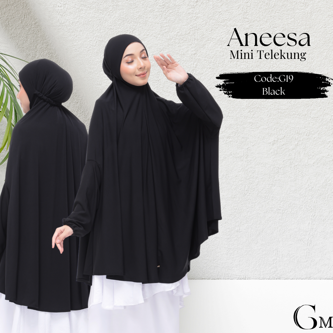 Black Aneesa Mini Telekung