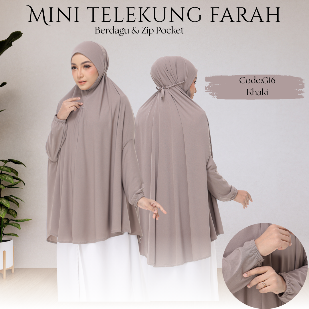 Khaki Mini Telekung Farah