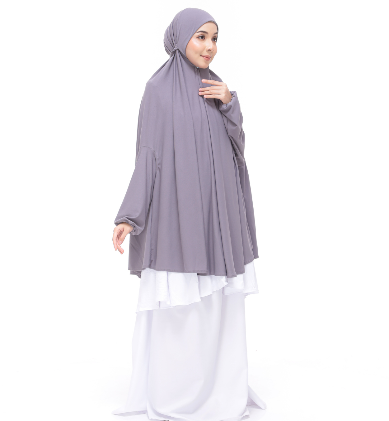 Metalic Gray Aneesa Mini Telekung