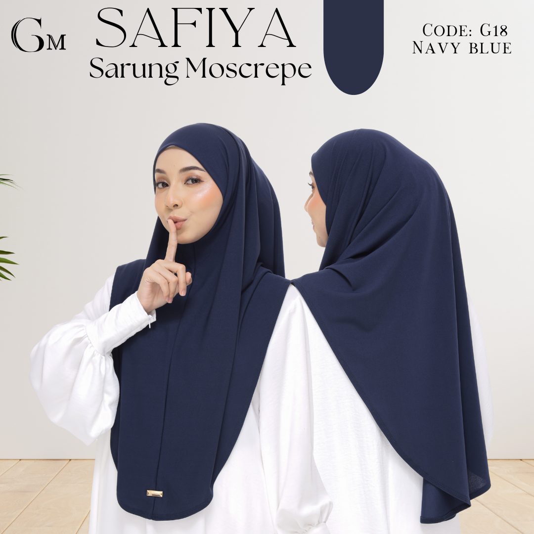 Navy Blue Sarung Moscrepe Safiya