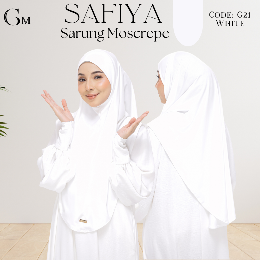 White Sarung Moscrepe Safiya