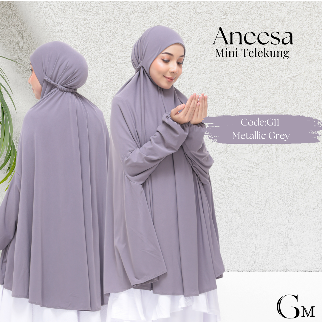 Metalic Gray Aneesa Mini Telekung