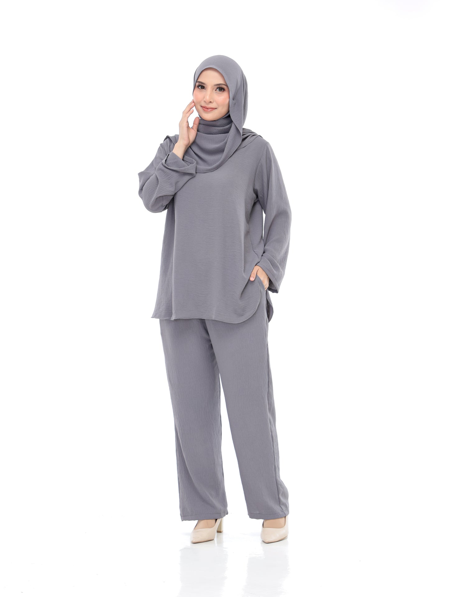 Dolphin Gray Set Baju (Free Size, Cotton CEY)