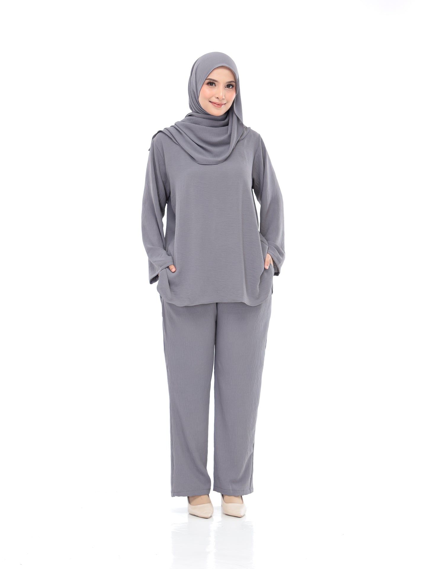 Dolphin Gray Set Baju (Free Size, Cotton CEY)