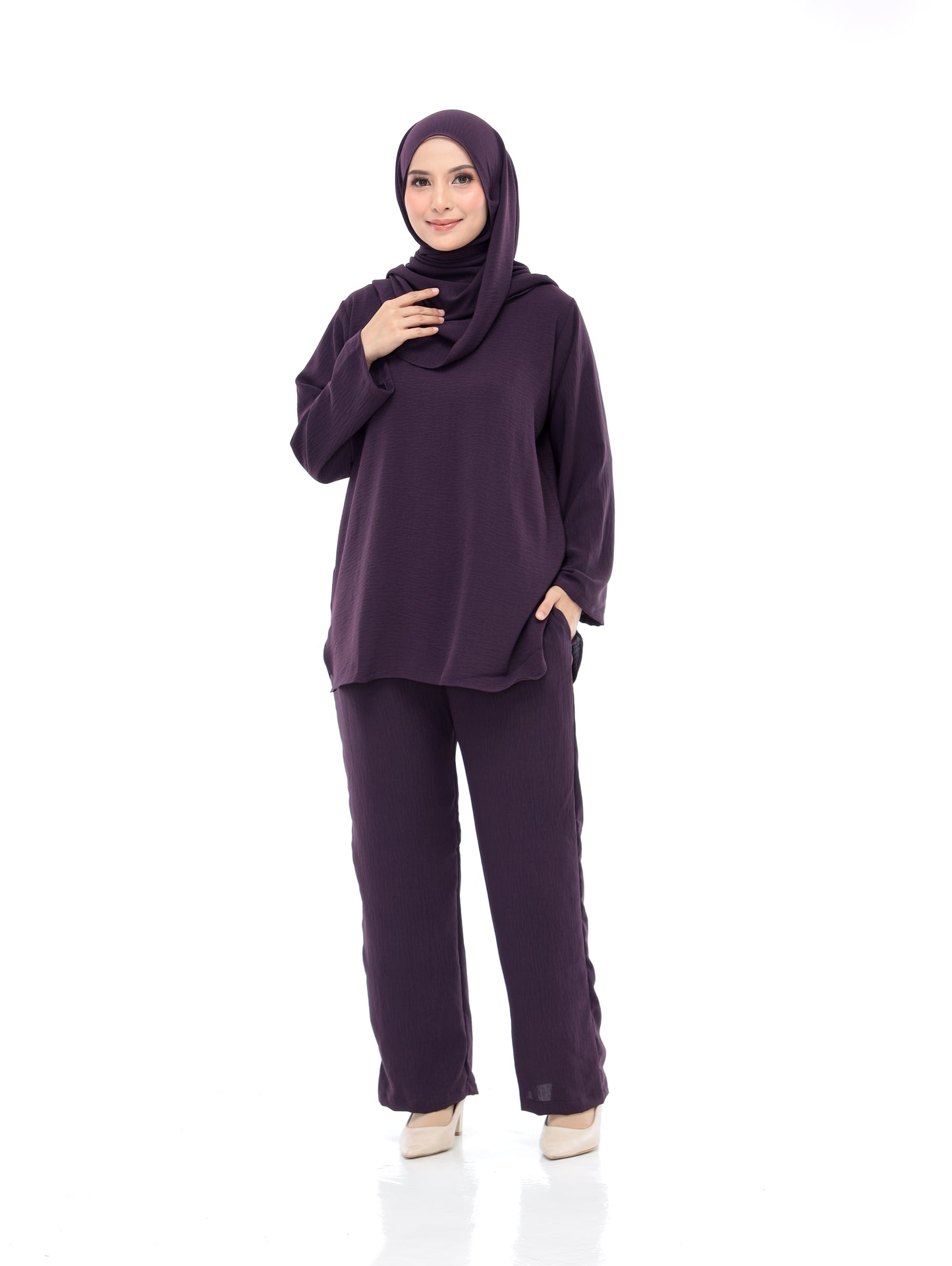 Dark Purple Set Baju (Free Size, Cotton CEY)