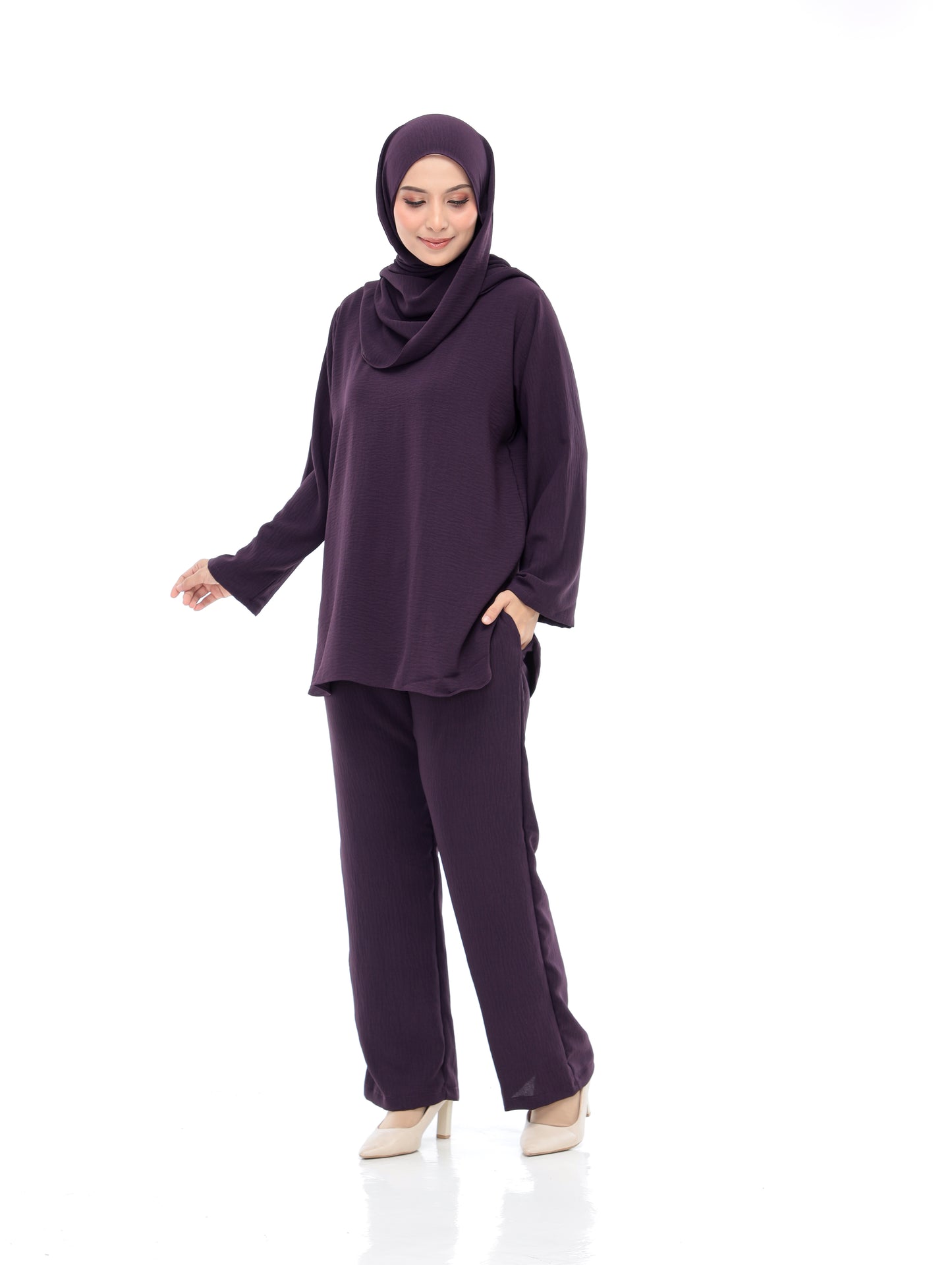 Dark Purple Set Baju (Free Size, Cotton CEY)