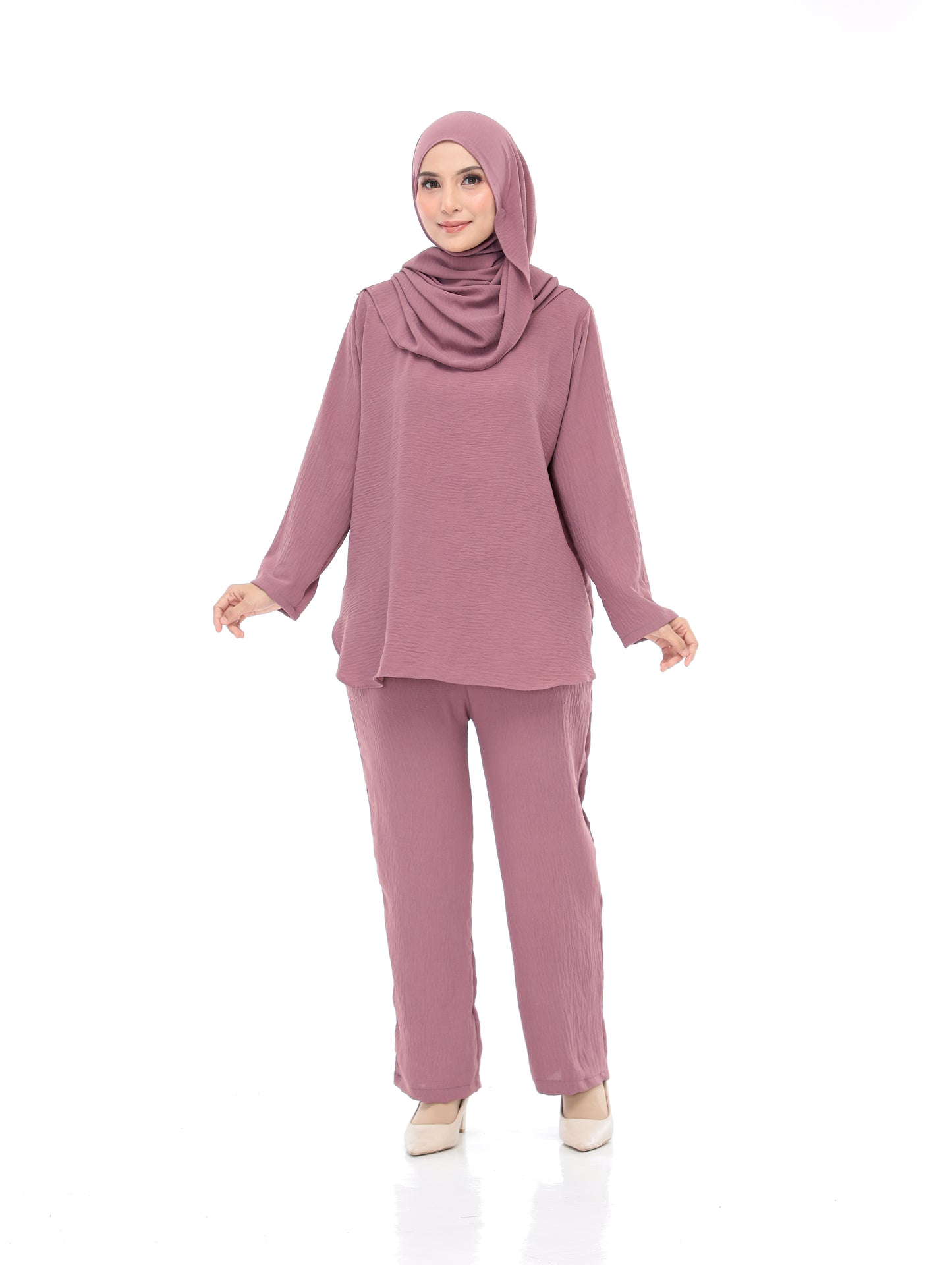 Dusty Pink Set Baju (Free Size, Cotton CEY)