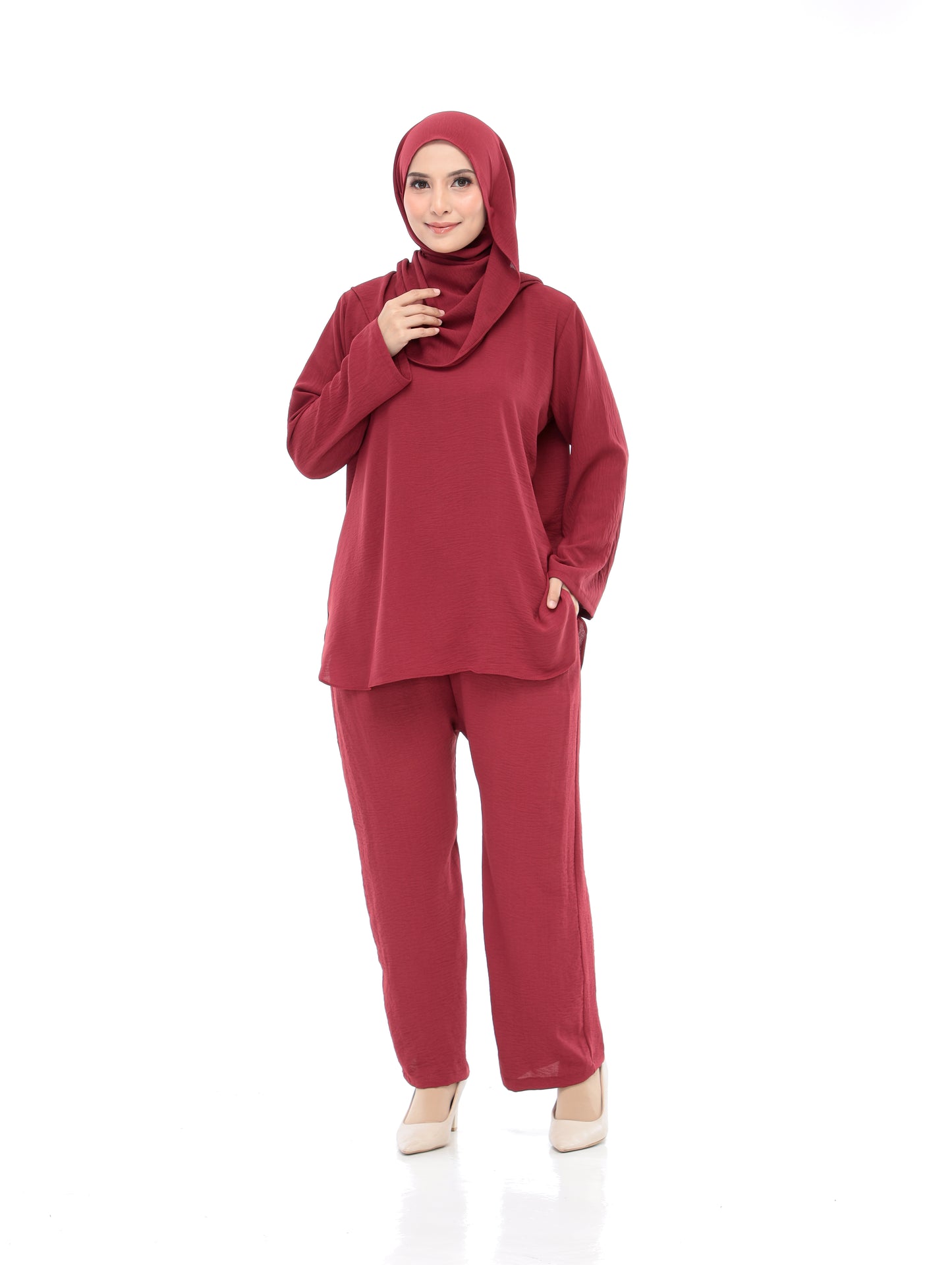 Maroon Set Baju (Free Size, Cotton CEY)