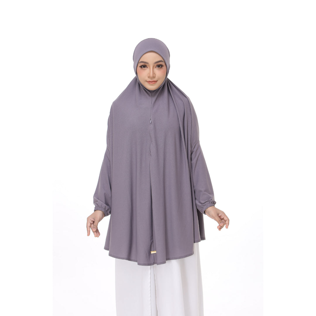 Metallic Gray Mini Telekung Farah