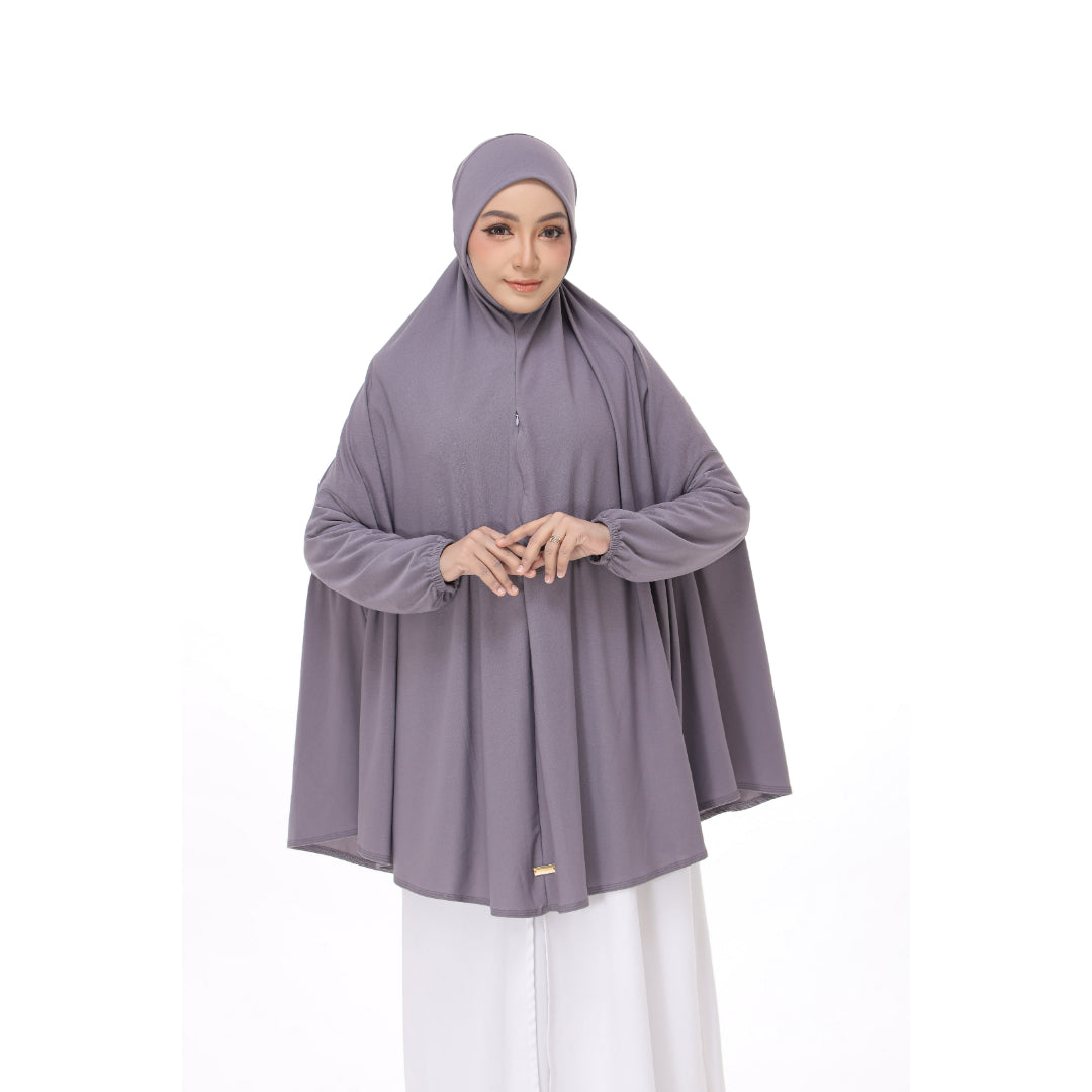 Metallic Gray Mini Telekung Farah