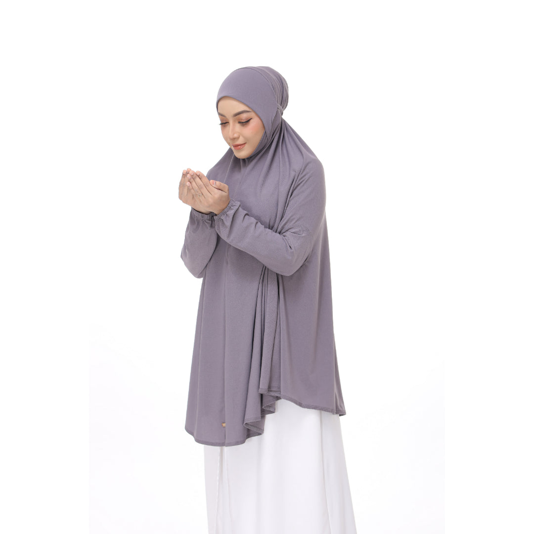 Metallic Gray Mini Telekung Farah