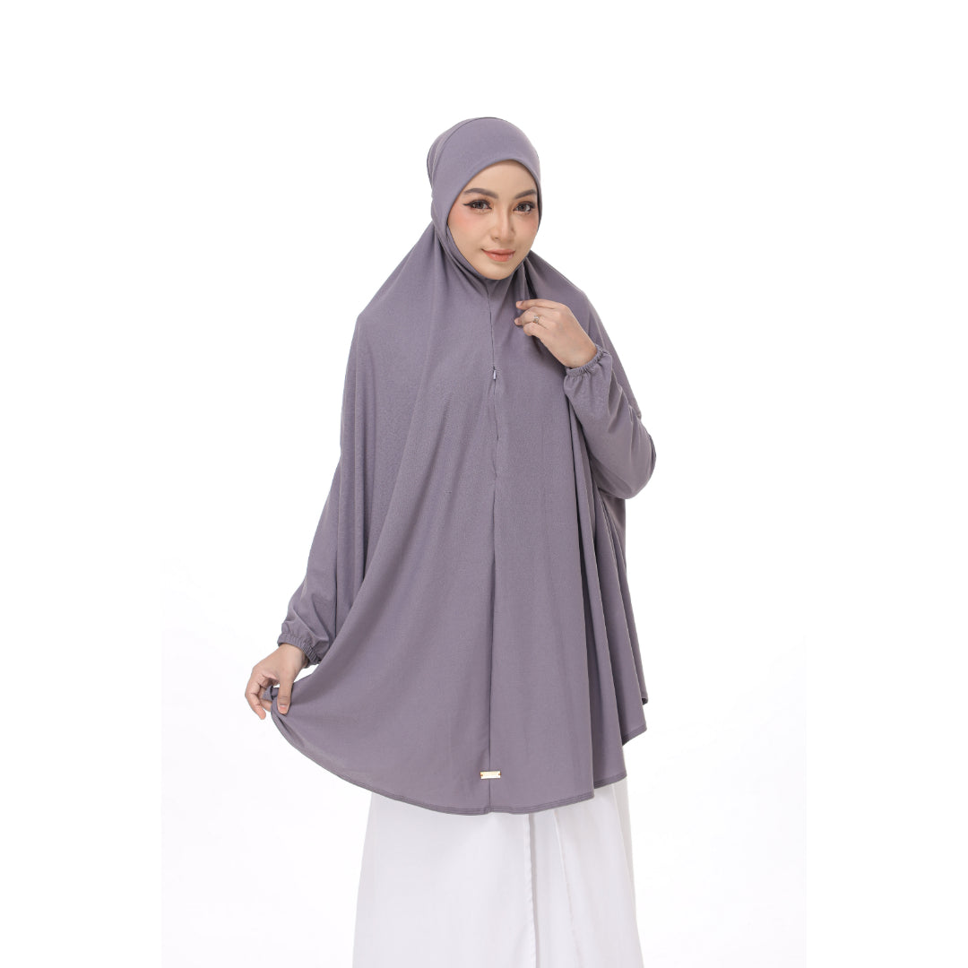 Metallic Gray Mini Telekung Farah