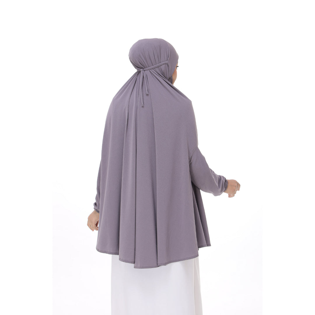 Metallic Gray Mini Telekung Farah