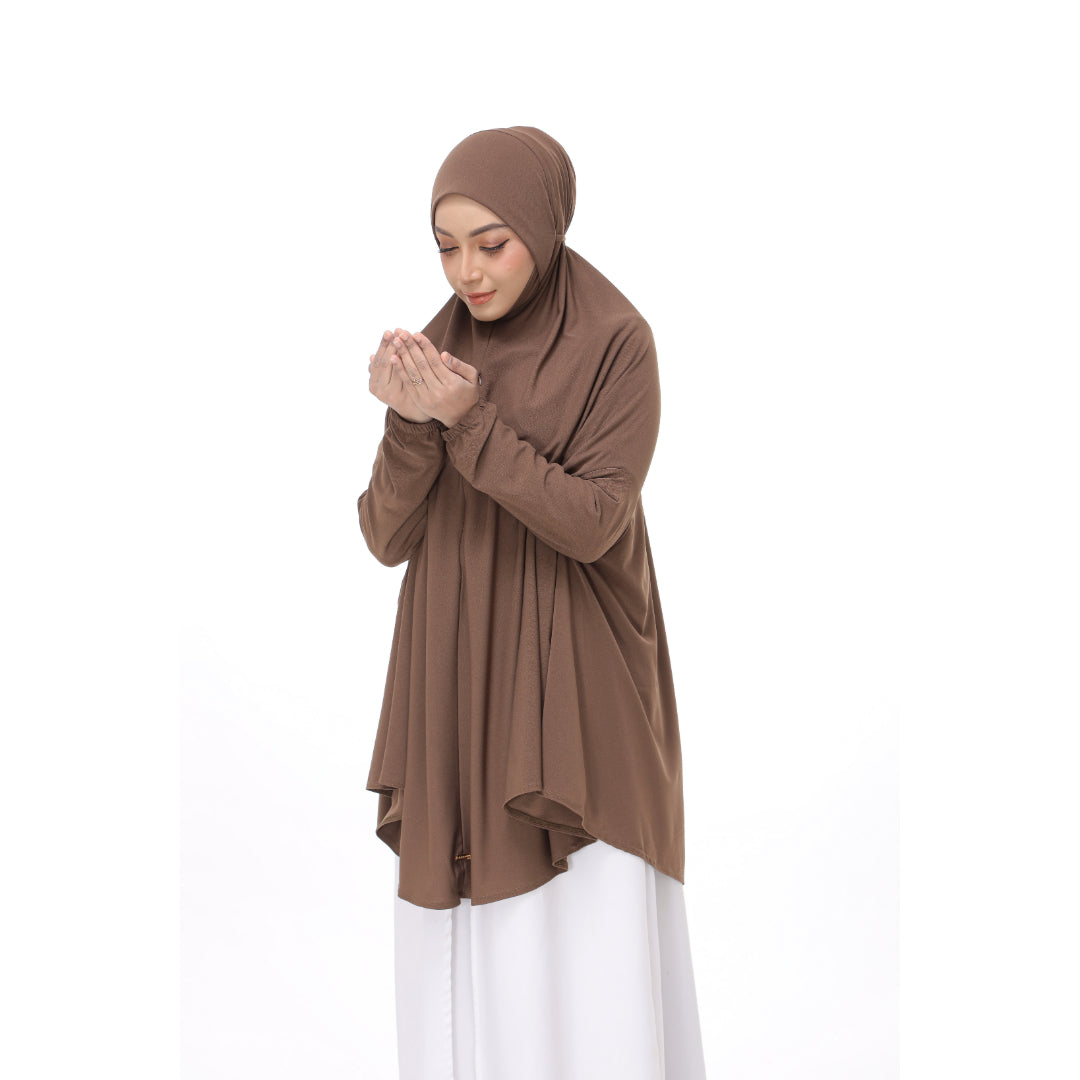 Powder Brown Mini Telekung Farah