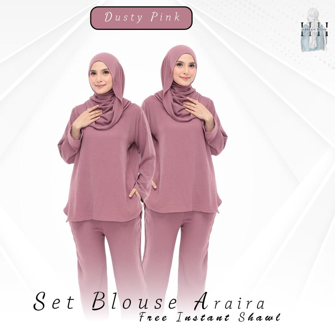 Dusty Pink Set Baju (Free Size, Cotton CEY)