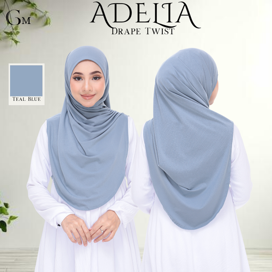 Teal Blue Sarung Moscrepe Adelia