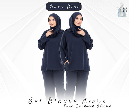 Navy Blue Set Baju (Free Size, Cotton CEY)