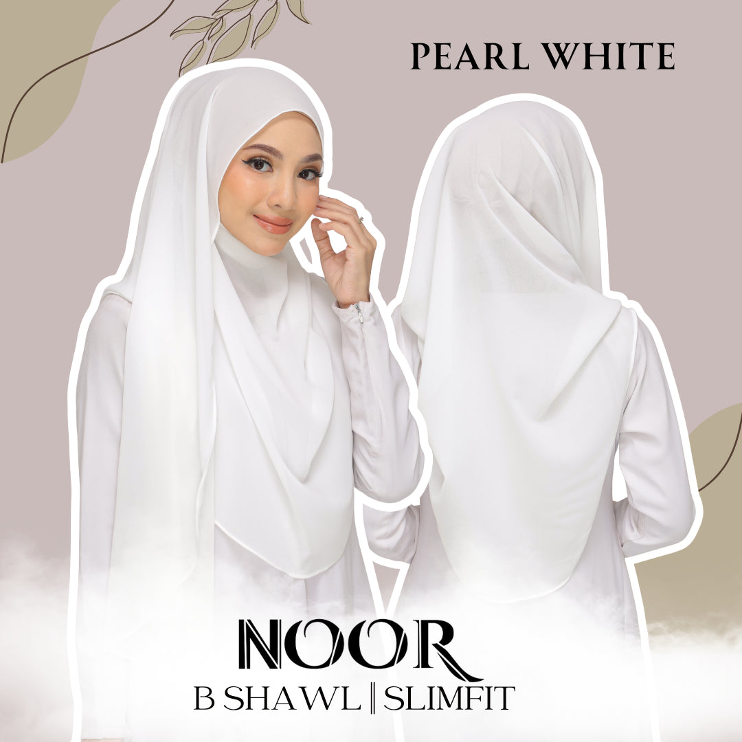 Noor|Pearl White|B SHAWL|SLIMFIT