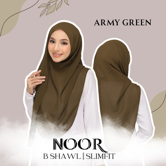 Noor| Army Green |B SHAWL|SLIMFIT