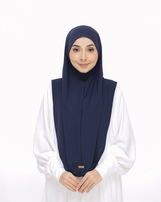 Navy Blue Sarung Moscrepe Safiya