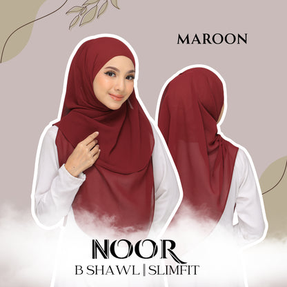 Noor|Maroon|B SHAWL|SLIMFIT