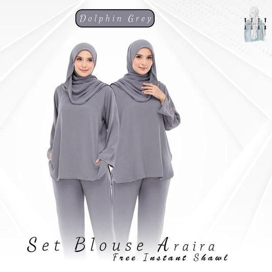 Dolphin Gray Set Baju (Free Size, Cotton CEY)