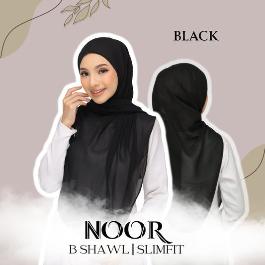Noor|Black|B SHAWL|SLIMFIT