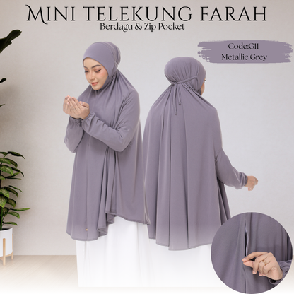 Metallic Gray Mini Telekung Farah