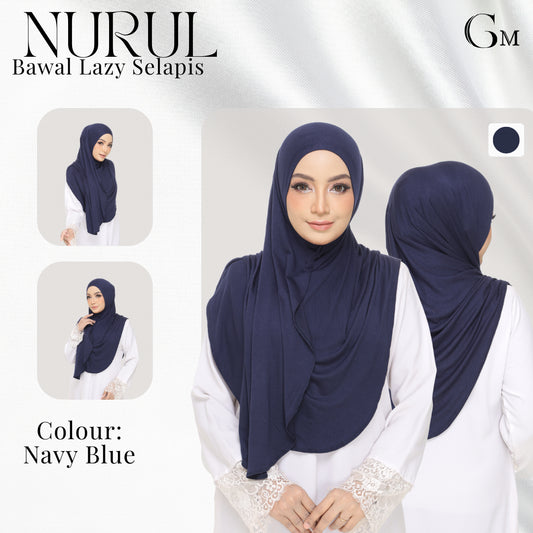 Nurul|Navy Blue|Bawal Lazy Selapis|Cotton Jersey
