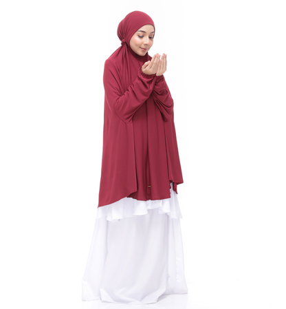 Maroon Aneesa Mini Telekung