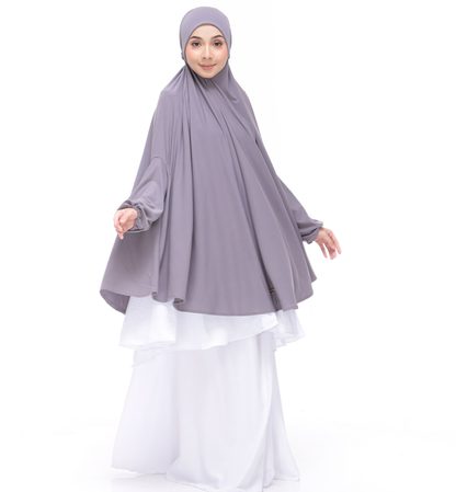 Metalic Gray Aneesa Mini Telekung