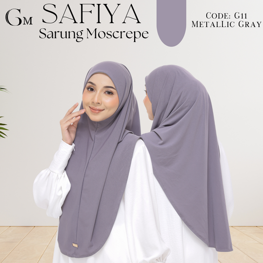Metallic Gray Sarung Moscrepe Safiya
