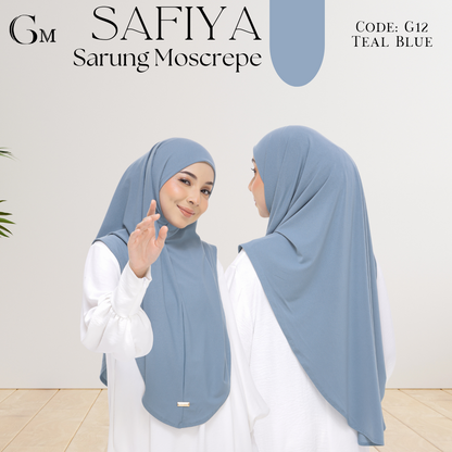 Teal Blue Sarung Moscrepe Safiya