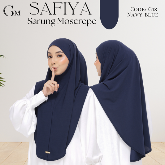 Navy Blue Sarung Moscrepe Safiya