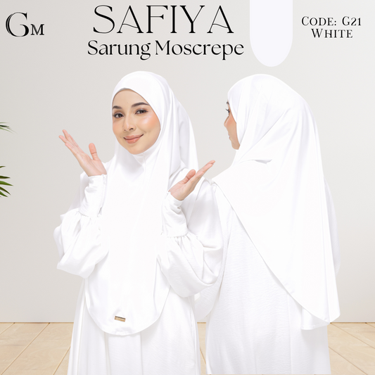 White Sarung Moscrepe Safiya