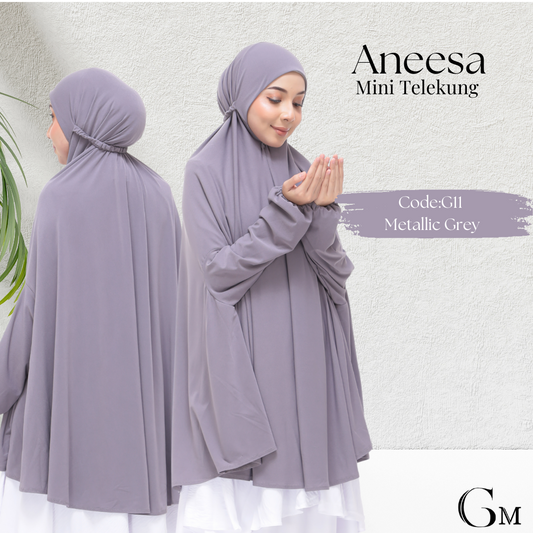 Metalic Gray Aneesa Mini Telekung