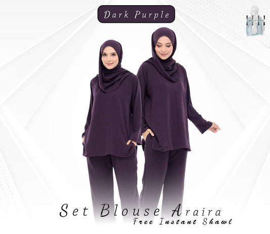 Dark Purple Set Baju (Free Size, Cotton CEY)