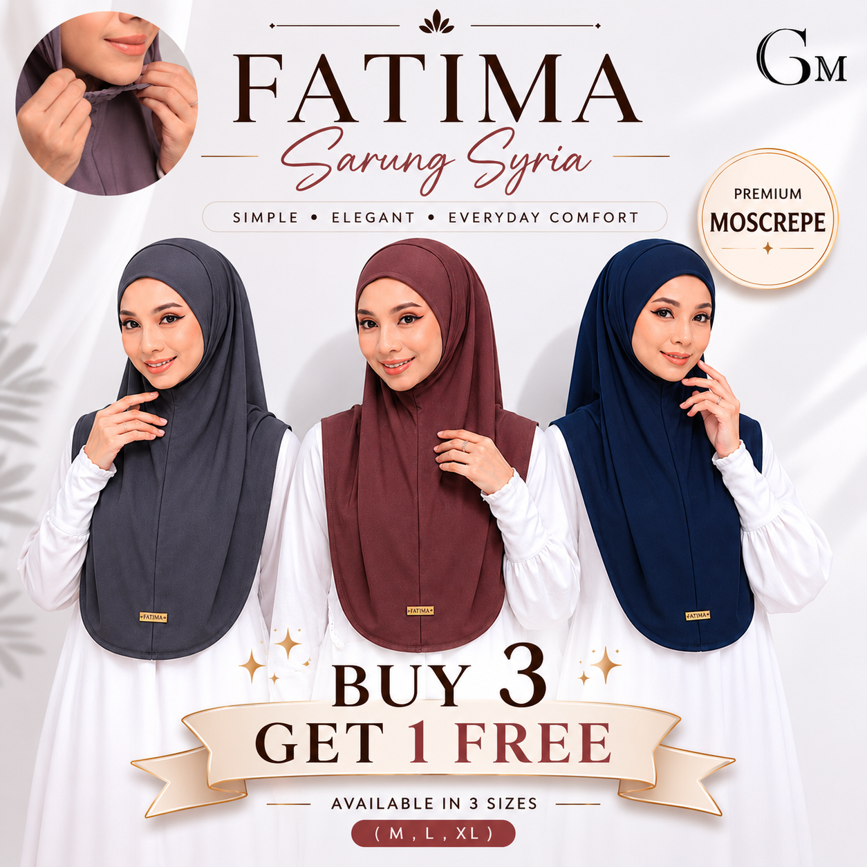Fatima Instant Sarung Syria (buy 3 get 1 free)