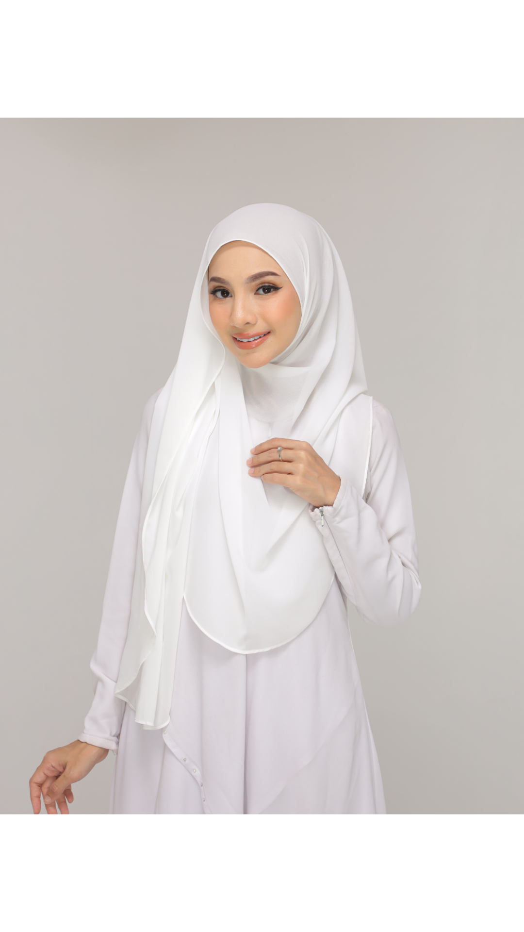 Noor|Pearl White|B SHAWL|SLIMFIT