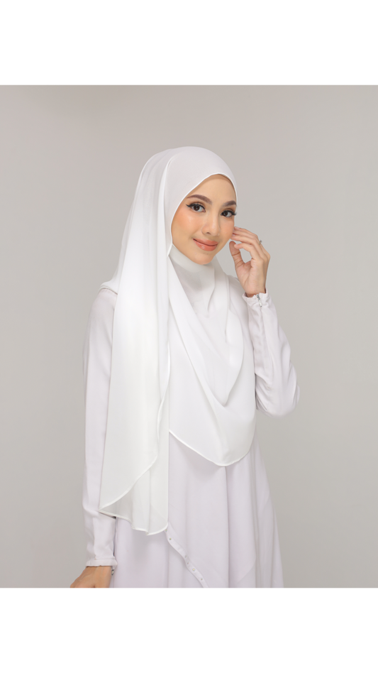 Noor|Pearl White|B SHAWL|SLIMFIT