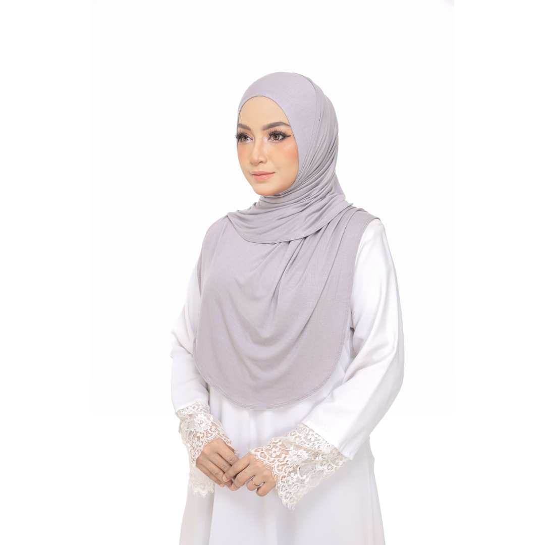 Nurul|Metallic Gray|Bawal Lazy Selapis|Cotton Jersey