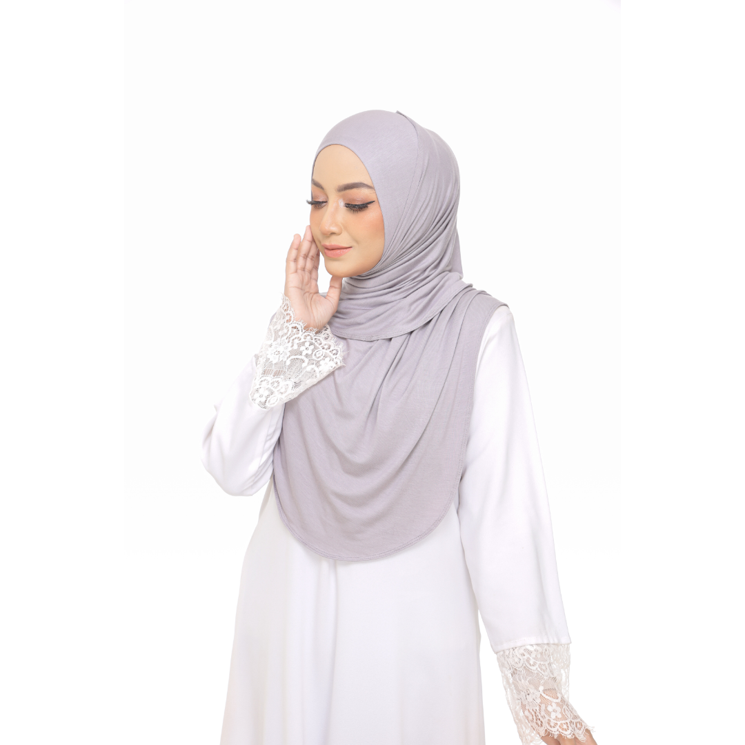 Nurul|Metallic Gray|Bawal Lazy Selapis|Cotton Jersey