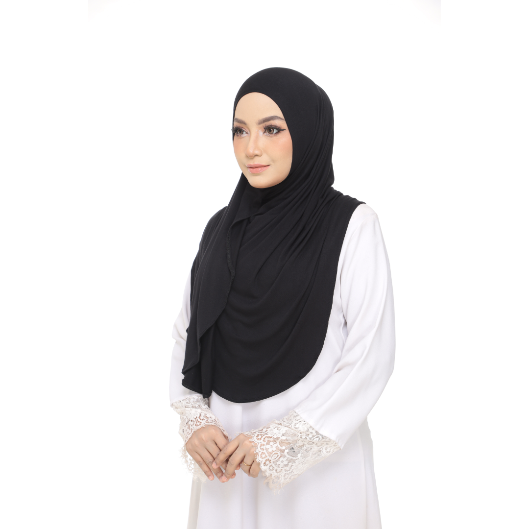 Nurul|Black|Bawal Lazy Selapis|Cotton Jersey