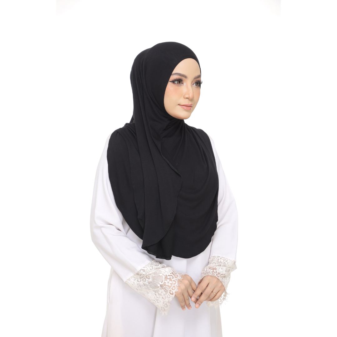Nurul|Black|Bawal Lazy Selapis|Cotton Jersey