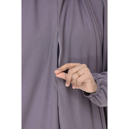 Metallic Gray Mini Telekung Farah