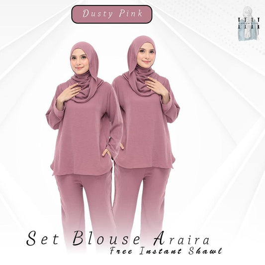 Dusty Pink Set Baju (Free Size, Cotton CEY)